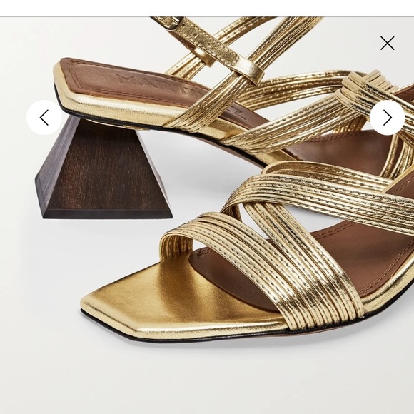 Souliers Martinez Penelope 55 Metallic Leather Slingback Sandals - Picture 8 of 9